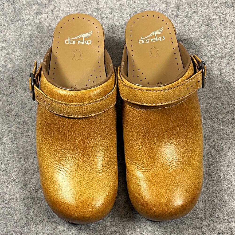 Dansko Ingrid Brown Leather Clog Mule Buckle Strap Women's US 11.5 EU 42